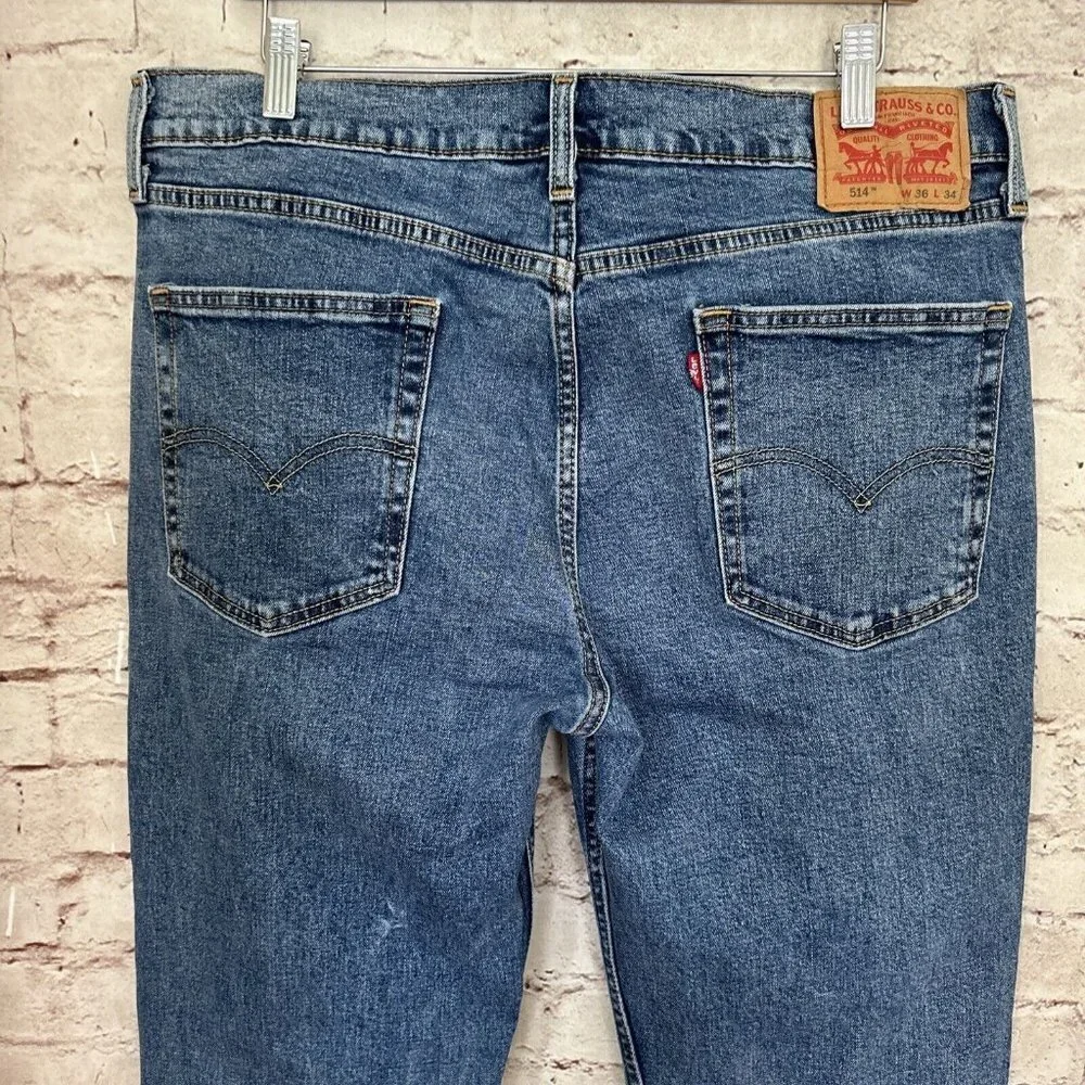 LEVI'S 514 Slim Straight Medium Wash Blue Denim Jeans Mens Size W 36 x L 34